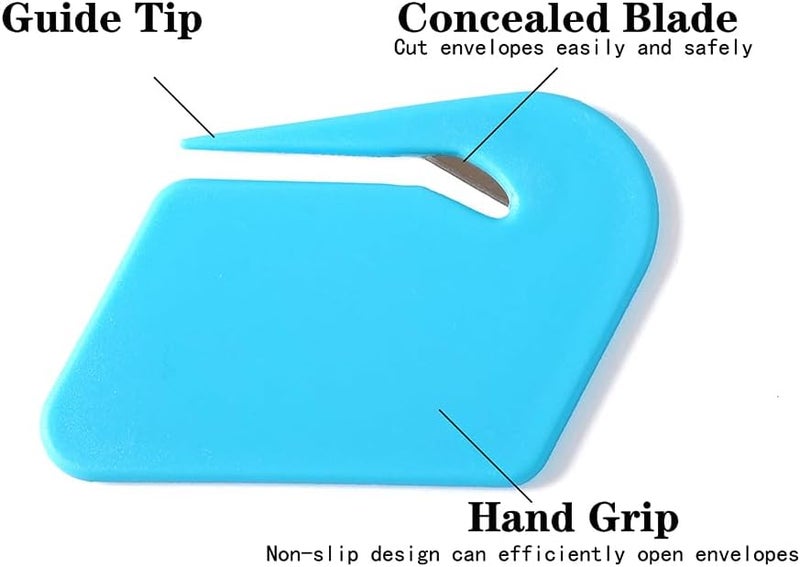 OZXTYO Magnetic Letter Openers - 3 Pack Envelope Slitter & Cutter, Mail Opener Blade with Magnet, Letter Opener for Women - Purple, Red, Lake Blue - Image 3
